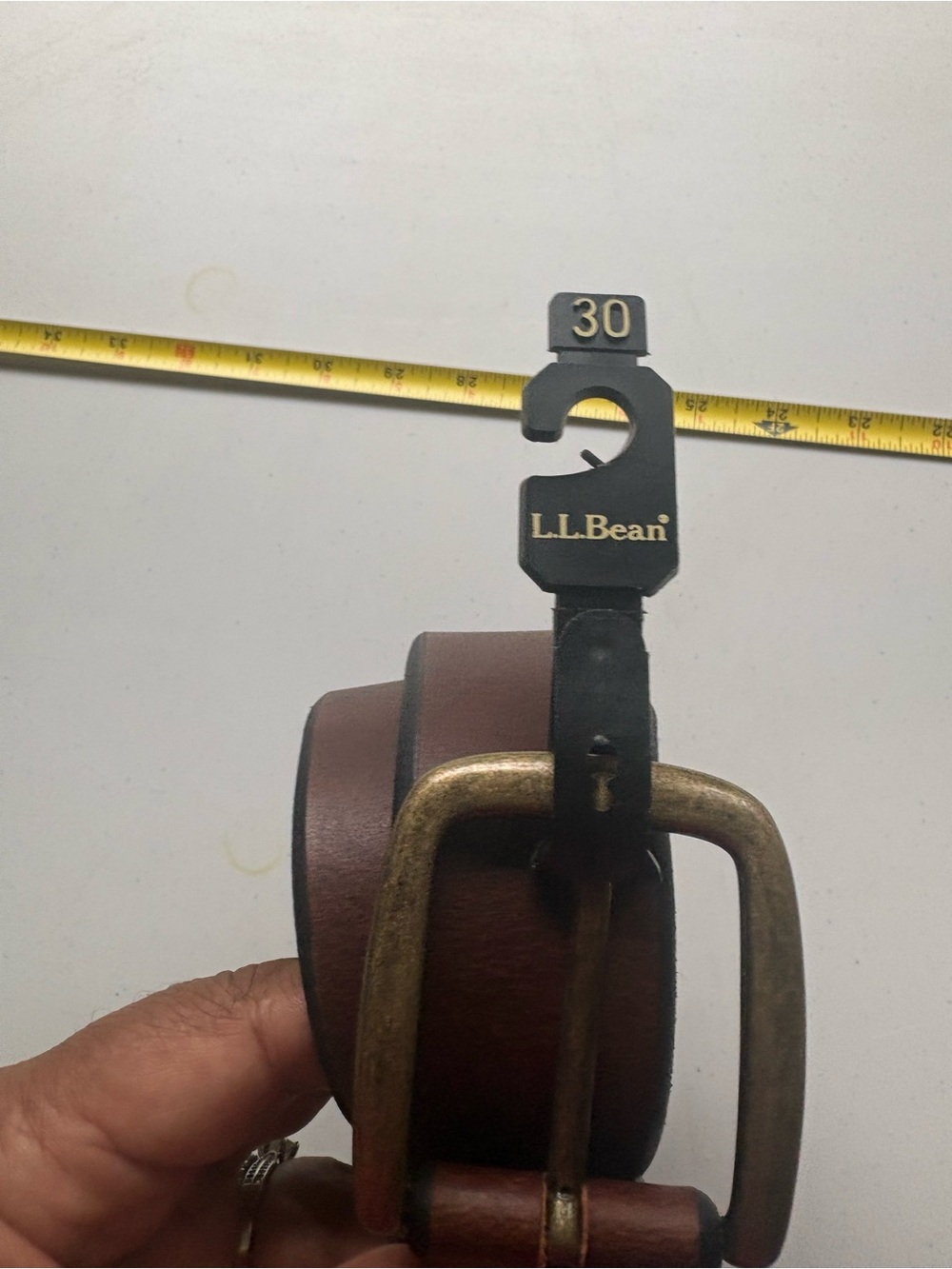 L.L.Bean Brown Leather Belt with Brass-Tone Buckle